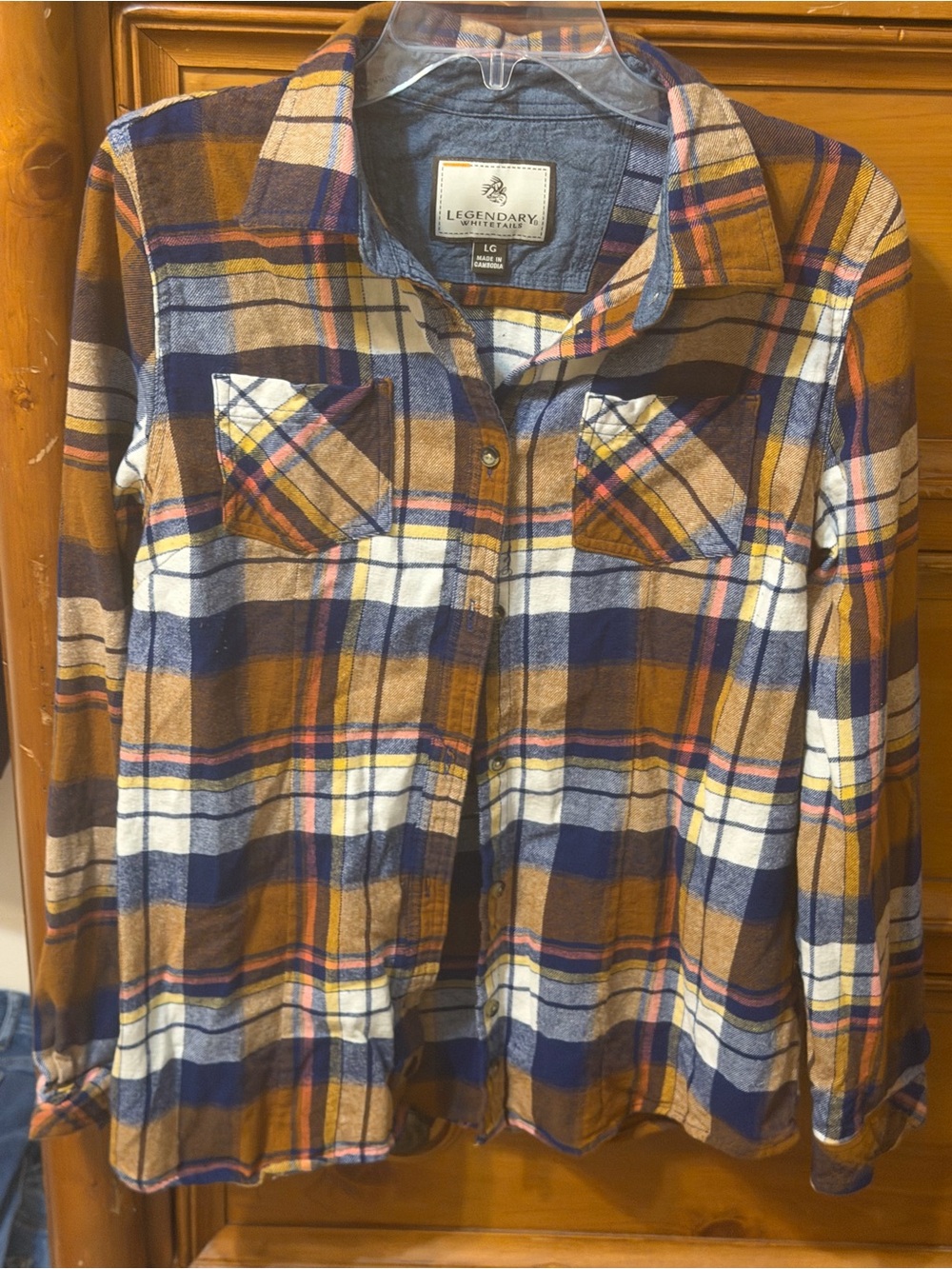 Legendary Whitetails Women’sPlaid Button-Down Shirt - Blue, Brown & Cream